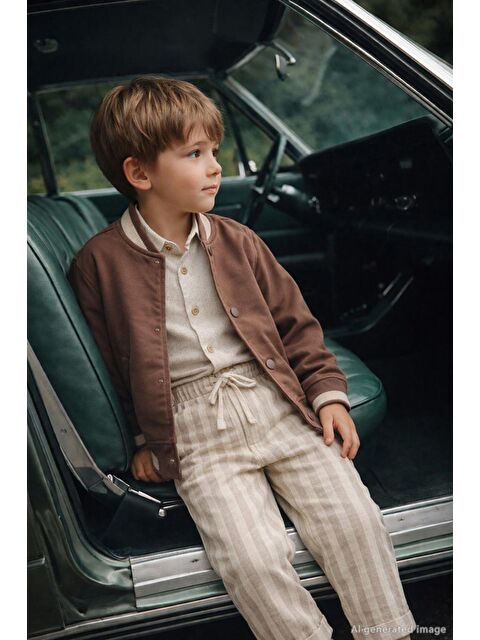 Civil Boys Kendinden Çizgili 2-5 Yaş Pantolon - Kahve