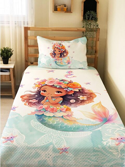 Evmila Denizkızı Desenli  Çocuk Tek Kişilik Pike Takımı 160x220 cm - S000164120-23173
