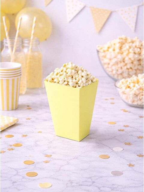 Parti Adresi Makaron Sarı Patlamış Mısır Kutusu Popcorn Kutusu 8'li - S000501104-20072