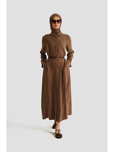 ARMİNE Lyocell Elbise 25Y9028 Açık Kahve - S000377830-19413