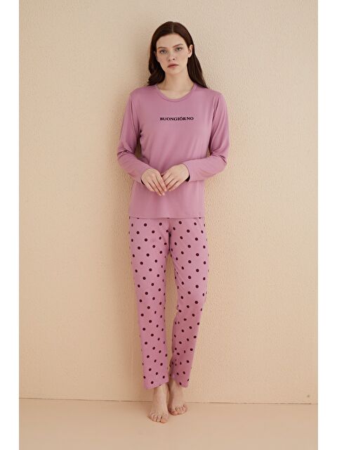 Formo Kadın Pudra Uzun Kollu Esnek Rahat Yüksek Kalite Milan Kumaş Pijama Takımı - S000321470-7152