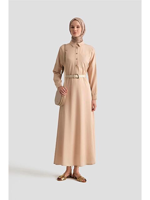ARMİNE Lyocell Elbise 25Yd4236 Bej - S000490319-19928
