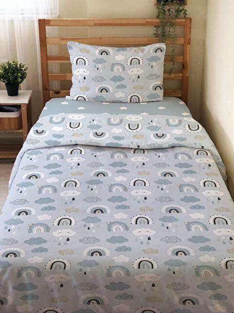 Evmila Desenli Çarşafsız 2 li Takım Baskılı Tek Kişilik Nevresim Takımı 160x220 cm - S000291141-23173