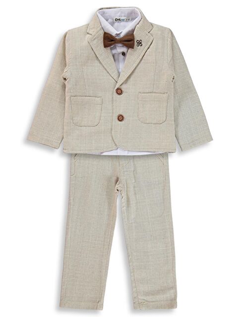 Civil Boys Ceketli 3'lü Keten 2-5 Yaş Takım - Bej
