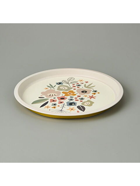 Sarkap Çiçekli Metal Tepsi - Renkli - 35x35 cm - S000379446-23173