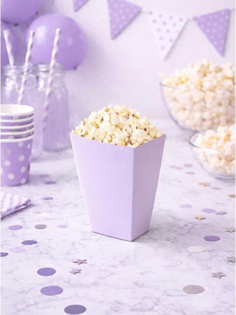 Parti Adresi Makaron Lila Patlamış Mısır Kutusu Popcorn Kutusu 8'li - S000501118-17878