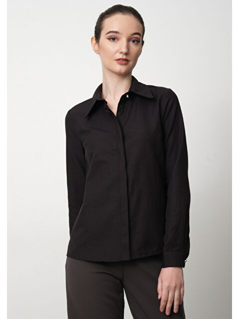 Pera Moda Kadın Slim Fit Pamuklu Ofis Gömleği - S000324890-19351