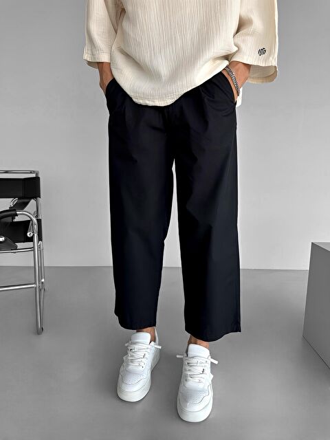 Abluka Online Skate Fit Rahat Kalıp Pamuk İnce Baggy Erkek Pantolon Siyah - S000270865-19351