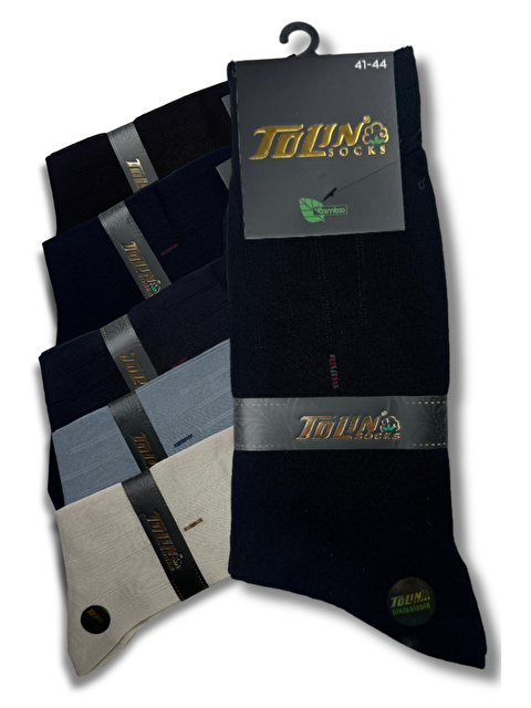 Tolin Bambu Erkek Karışık Renkli Dikişsiz 12'li Çorap Seti 14198 - S000222681-23173