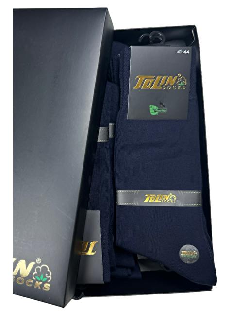 Tolin Bambu Erkek Lacivert Dikişsiz 12'li Çorap Seti 14100 - S000222701-21164