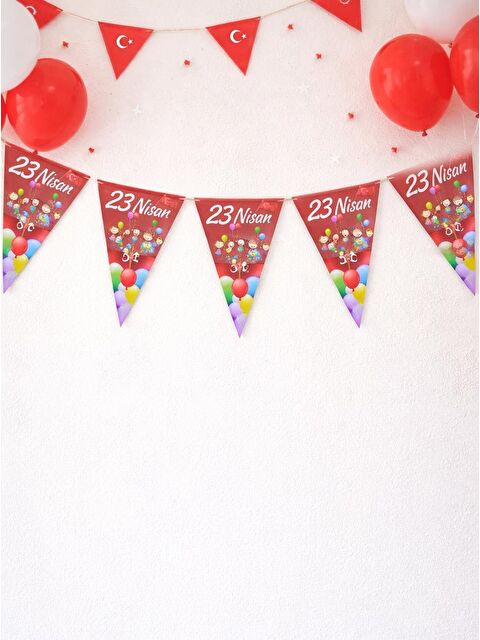 Parti Adresi 23 Nisan Üçgen Flama Bayrak  – Sınıf Okul Milli Bayram Dekoru - S000530918-20045