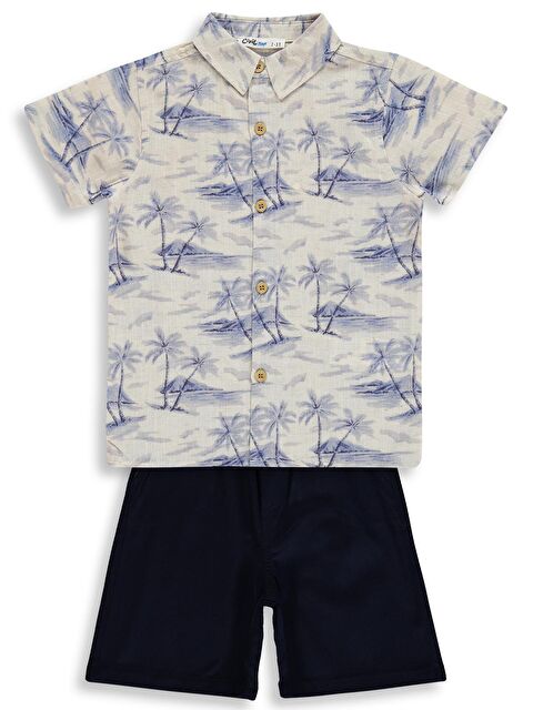 Civil Boys Palmiye Desenli 2-5 Yaş Takım - Lacivert