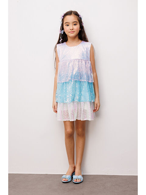 Le Mabelle Lila Pullu Katlı Kız Çocuk Elbise - Lily