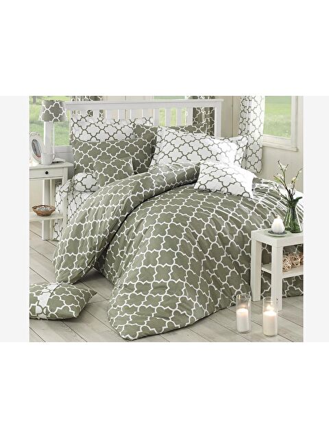 Çeyiz Diyarı Madalyon %100 Pamuk Çift Kişilik Nevresim Takımı Yeşil - S000493098-18194
