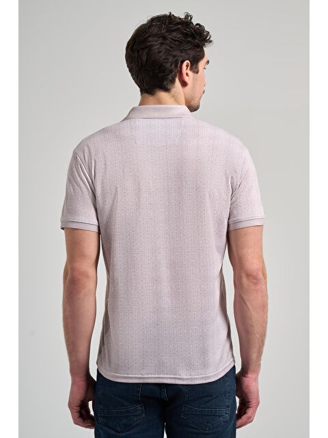 İMZA Bej Kısa Kol Baskılı Pike Polo Yaka Cepsiz Esnek Casual Slim Fit Tişört 1011250150 - S000352537-19928