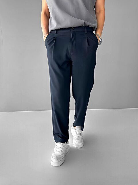 Abluka Online Baggy Fit Beli Lastikli Rahat Erkek Pantolon Lacivert - S000270867-21164