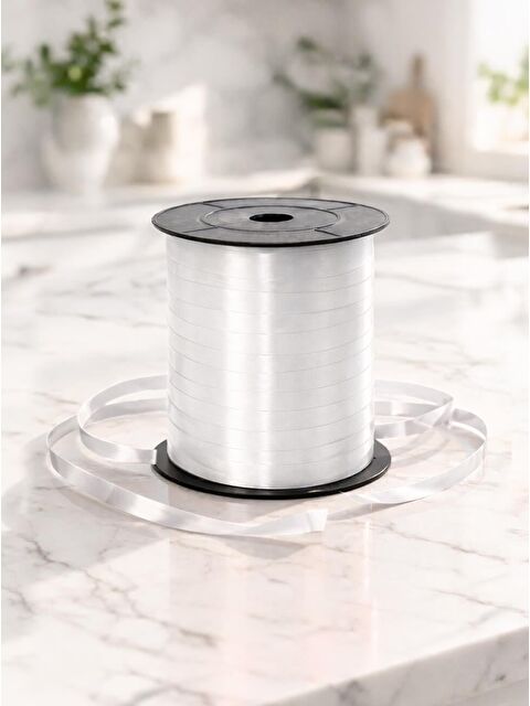 Parti Adresi Beyaz Rafya Kurdele – Hediye Paketleme Balon Bağlama Şeridi 8 mm 200Mt - S000530926-20063