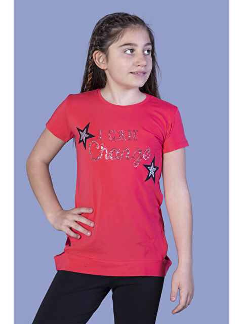 Toontoykids Kız Çocuk Yıldız Baskılı Taş İşlemeli Tişört