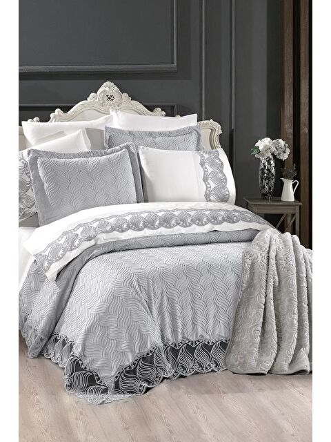 Çeyiz Diyarı Anka 10 Parça Battaniyeli Çeyiz Seti Gri - S000493105-23173