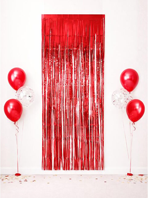 Parti Adresi Metalize Parti Perdesi Kapı ve Fon Perdesi Kırmızı 90X200 - S000530936-20045