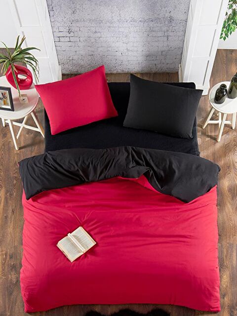 Mulberry Black-Red Çift Kişilik Nevresim Seti Ranforce Çarşafsız