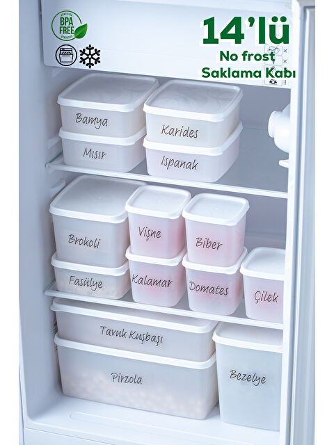 Porsima Etiketli 14 lü Çok Amaçlı -20°C Derin Dondurucu Gıda Erzak Saklama Kabı Seti - S000293665-20063