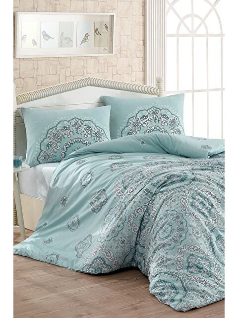 Çeyiz Diyarı Taç Kristal Şehriban Light Collection Çift Kişilik Nevresim Takımı Mint - S000493109-1180