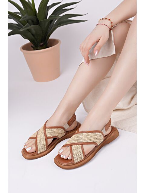 Muggo ELİSHA Lastikli Kadın Günlük Hasır Sandalet - S000368701-14955