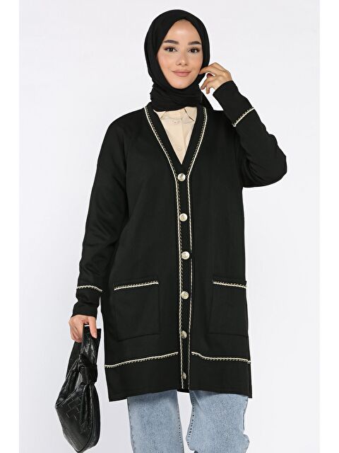 Julude Cepli Düğme Detaylı Tesettür Triko Hırka - S000470316-19351