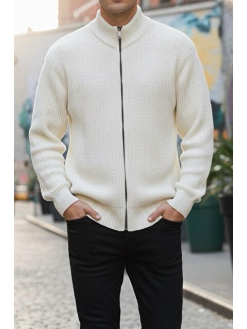 Oksit Loken Tam Fermuarlı Dik Yaka Kalın Erkek Hırka - S000467783-19965