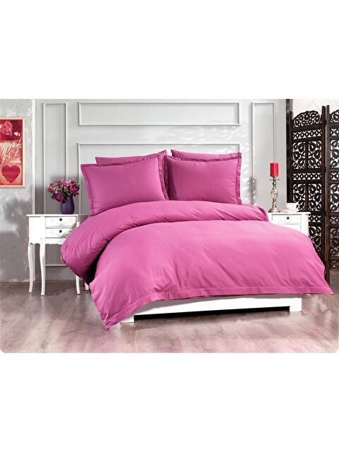 Çeyiz Diyarı Satin Zarif Armürlü Çift Kişilik Nevresim Takımı Mürdüm - S000493127-20036