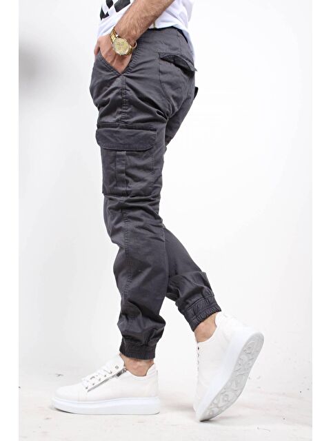 Oksit 1569 Beli ve Paçası Lastikli Likralı Erkek Kargo Pantolon - S000124637-29666