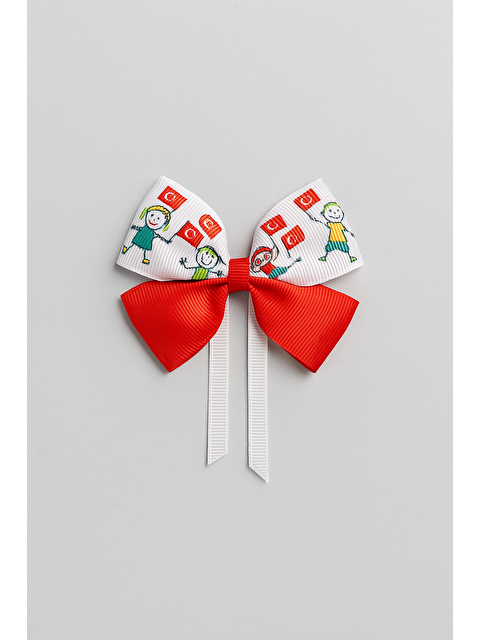 Magu Kız Çocuk Bayrak Temalı Pamuklu Fiyonk Toka - 23 Nisan Kutlamalarına Özel - S000465445-23173