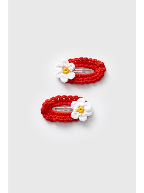 Magu Kırmızı Örgü Çiçek 2'Li Toka Set - S000465453-20045