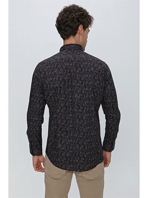 İMZA Koyu Lacivert Uzun Kol Klasik Slim Fit Pamuklu Elastanlı Gömlek 1004225245 - S000356492-29672
