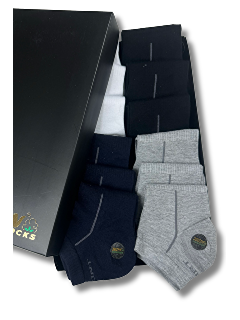 Tolin Bambu Erkek Karışık Renkli Dikişsiz 12'li Patik Çorap Seti 10535 - S000222688-23173