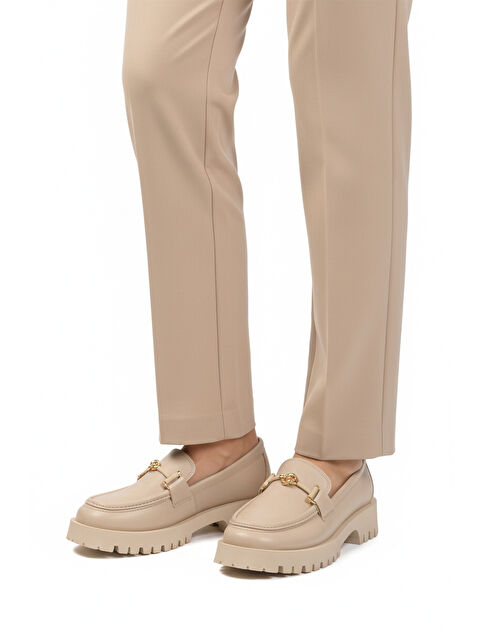 Ayakmod Bej Cilt Kalın Taban Kadın Casual Ayakkabı 547825 Z - S000445401-19927