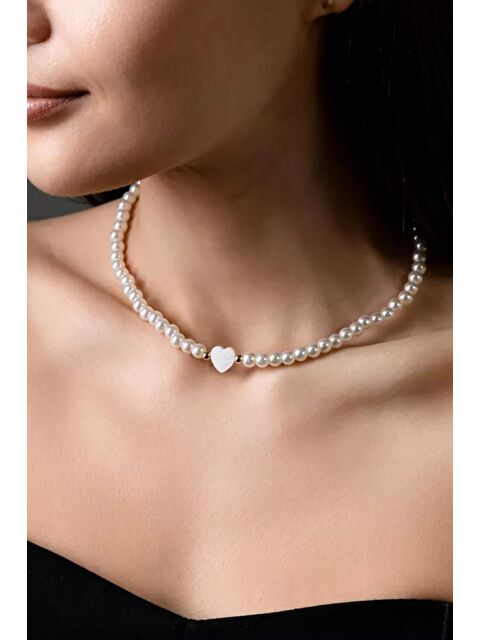 New Obsessions Sedef Kalp Detaylı Zarif Aşk Kolye - S000332545-19966