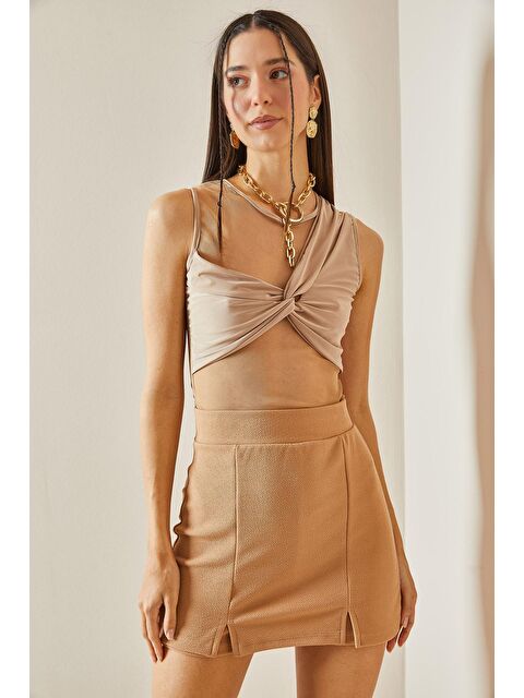 Xhan Bej Transparan Detaylı Crop Bluz 5YXK2-48609-25 - S000208180-19928