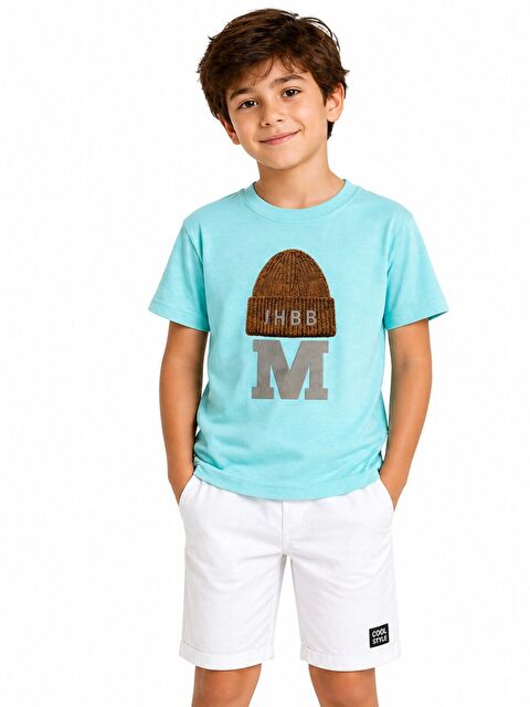 ajn Kids Bisiklet Yaka Erkek Çocuk Baskılı Tişört