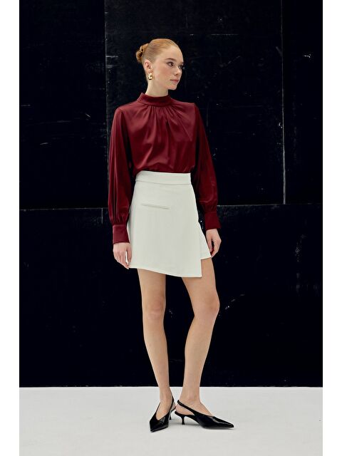 SATEEN Talia Şort Etek - Ekru - S000516478-19965