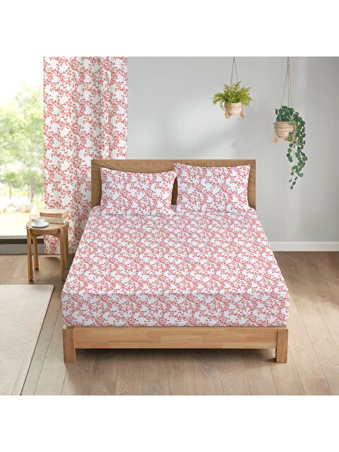 Evmila Çiçek Desenli Baskılı 180x200 Çift Kişilik Lastikli Çarşaf Seti - S000291145-23173