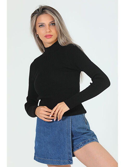 Gülseli Kadın Yarım Balıkçı Yaka Elastanlı Triko Bluz - S000300434-19351