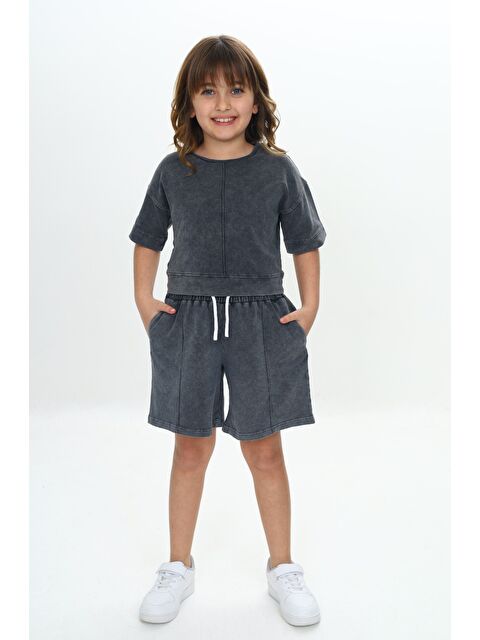 Toontoykids Kız Çocuk Yıkamalı Crop Şortlu Takım - S000393424-29666