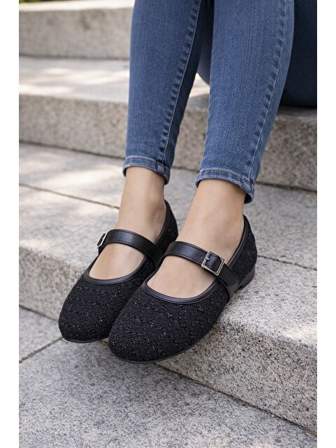 MODAFRATO ELVERA Tiftikli Turalı Babet Günlük Kadın Ayakkabı Ev Babeti - S000501737-19351