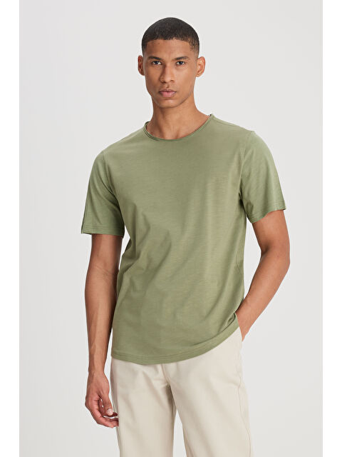 Lee Regular Fit Normal Kesim Bisiklet Yaka %100 Pamuk Zeytin Yeşili Tişört - S000470323-18194