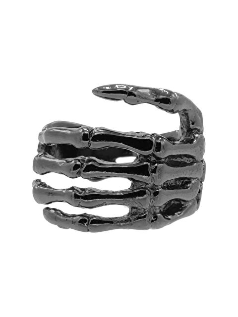 Labalaba Erkek Metalik Antrasit Lak Kaplama Ayarlanabilir Iskelet Eli Yüzük - S000470374-26298