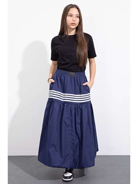 Cansın Mini Lacivert Şerit Desenli Kız Çocuk Balon Etek 23557 - S000506994-21164