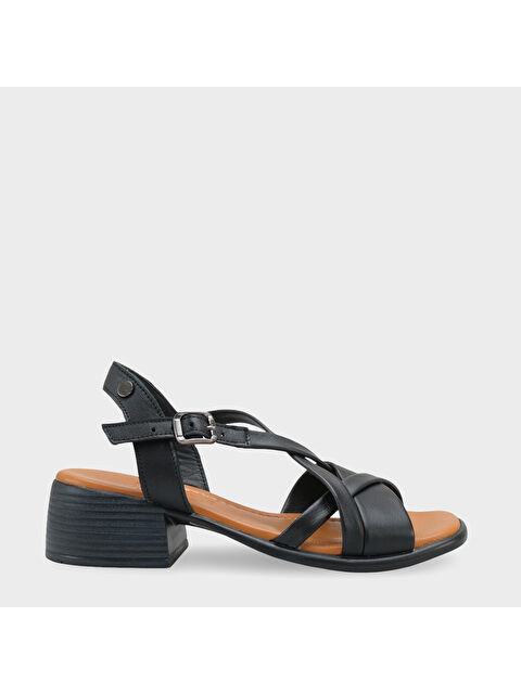 Capone Outfitters Noreen Hakiki Deri Orta Topuklu Kadın Sandalet - S000516861-19351