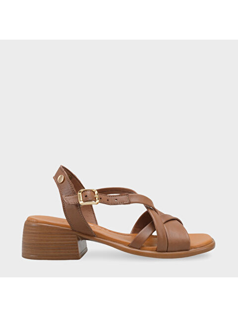 Capone Outfitters Noreen Hakiki Deri Orta Topuklu Kadın Sandalet - S000516861-26429